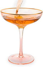 Load image into Gallery viewer, Colored Blush Pink &amp; Gilded Rim Coupe Glass, Large 9oz - EK CHIC HOME