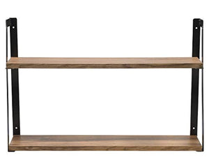 Sorbus 2-Tier Wooden Floating Shelf with Metal Brackets — Wall Mounted Rustic - EK CHIC HOME