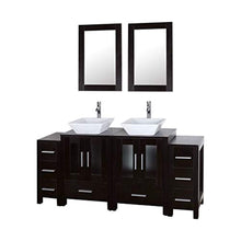 Load image into Gallery viewer, 72&quot; Bathroom Vanity Cabinet and Double Sink Combo Black Wood w/Faucet Sink and Drain - EK CHIC HOME