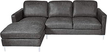 Load image into Gallery viewer, Breaux Modern Track Arm Sectional with Chaise and Chrome Legs Accents, Gray - EK CHIC HOME
