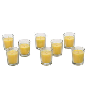Set of 8 Highly Scented Citronella, Rosemary, Sage, Lemon Grass Blend, Essential Oils, Clear Glass Wax Filled Votive Candles - EK CHIC HOME