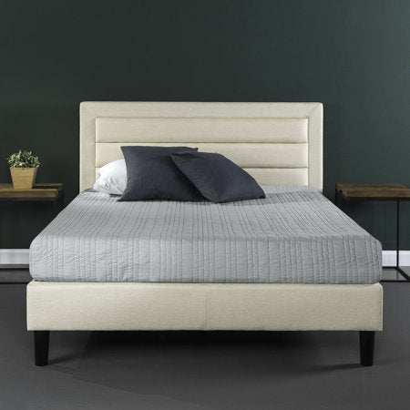 Upholstered Horizontal Detailed Platform Bed - EK CHIC HOME