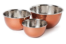 Load image into Gallery viewer, Set Of 3 Copper Hammered Mixing Bowls With Stainless Steel Interior Finish - EK CHIC HOME