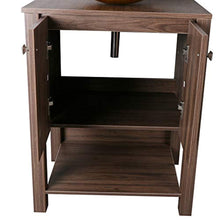 Load image into Gallery viewer, 24&quot; Brown Bathroom Vanity Glass Sink MDF Wood Cabinet w/Mirror,Faucet&amp;Drain - EK CHIC HOME
