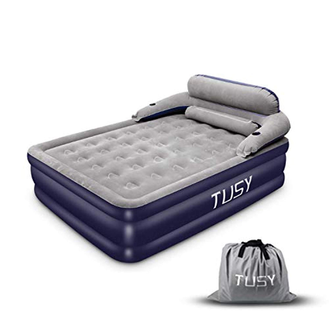 Air Mattress with Electric Pump,Detachable Three-Section Backrest Large No-Rolling - EK CHIC HOME