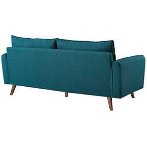 Contemporary Modern Fabric Upholstered Sofa In Teal - EK CHIC HOME