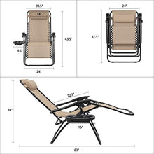 Load image into Gallery viewer, Devoko Patio Zero Gravity Chair Outdoor Adjustable Folding Lounge Chairs Set of 2 (Beige) - EK CHIC HOME