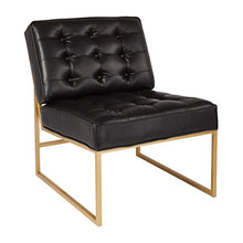 Load image into Gallery viewer, Armless Accent Chair, Black Faux Leather with Gold Base - EK CHIC HOME