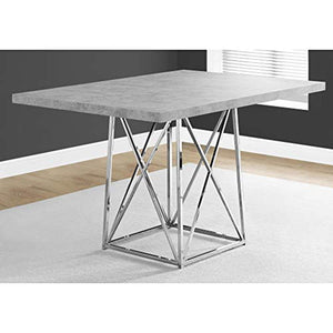 Dining Table Metal Base, 36" x 48", Grey Cement/Chrome - EK CHIC HOME