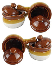 Load image into Gallery viewer, Individual French Onion Soup Crock Chili Bowls with Handles and Lids- 4 Pack - EK CHIC HOME