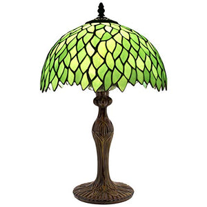 Tiffany Table Lamp Light Green Wisteria Stained Glass Lampshade 18 Inch Tall - EK CHIC HOME