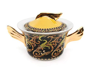 Royalty Porcelain Vintage Yellow 49-pc Dinnerware Set 'Gothic', Premium Bone China - EK CHIC HOME