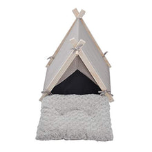 Load image into Gallery viewer, Portable Pet Canopy Teepee Indian Tent Bed for Little Dogs and Cats with a Soft Cushion - EK CHIC HOME