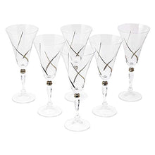 Load image into Gallery viewer, CrystalSet of 6 Handcrafted Bohemian Red Wine Crystal Glasses with Real Platinum Detailing - EK CHIC HOME