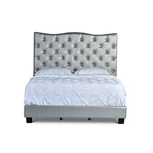 Mariana Tufted Upholstered Bed by Queen Gold Acacia, Oak - EK CHIC HOME