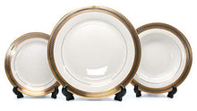 Load image into Gallery viewer, Royalty Porcelain Silver and Gold 49-pc Dinnerware Set &#39;Damascus&#39;, Premium Bone China - EK CHIC HOME