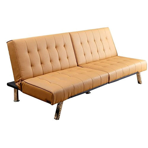CHIC Leather Foldable Sleeper Sofa in Camel - EK CHIC HOME