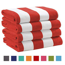 Load image into Gallery viewer, 4 Pack Plush Velour 100% Cotton Beach Towels. Cabana Stripe - EK CHIC HOME
