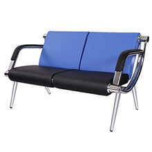 Load image into Gallery viewer, Office Reception Chair 2-Seat Waiting Room Bench Visitor Guest Sofa for Airport Market Bank Salon, Blue - EK CHIC HOME