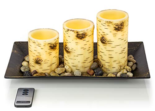 Direct Birch Set, 3 LED Flickering Wax Candles - EK CHIC HOME