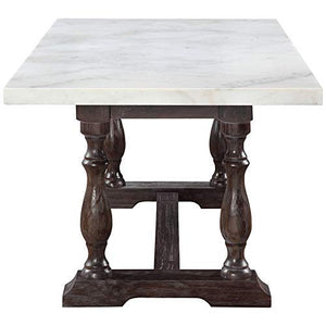 Gerardo Marble Top Dining Table, White/Weathered Espresso - EK CHIC HOME