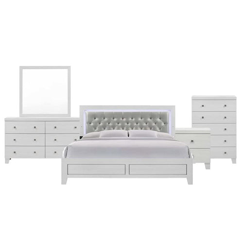 Icon King Panel 5PC Bedroom Set in White - EK CHIC HOME