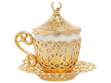 Load image into Gallery viewer, Alisveristime 27 Pc Turkish Greek Arabic Coffee Espresso Cup Saucer Set (Gelincik) Gold - EK CHIC HOME