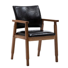 Load image into Gallery viewer, Mid-Century Chair with Faux Leather Seat in Black Set of 2 - EK CHIC HOME