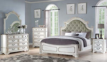 Load image into Gallery viewer, 4pc Antique Traditional White Finish Linen Blend Fabric Queen Size Bed Set - EK CHIC HOME