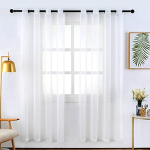 Sheer Curtains Voile Grommet Semi Sheer Set of 2 Curtain Panels 54 x 84 inch Black Gradient - EK CHIC HOME