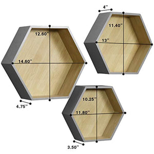 Sorbus Floating Shelf Hexagon Set — Honeycomb Wall Mounted Shelves - EK CHIC HOME