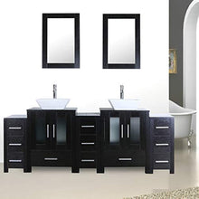 Load image into Gallery viewer, 84&quot; Double Sink Bathroom Vanity Unit and Sink Combo Black Wood Texture w/ 3 Drawer Cabinets Mirror Faucet and Drain - EK CHIC HOME