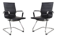 Load image into Gallery viewer, Classic BLACK PU Leather. Chrome Arms TWO CHAIRS - EK CHIC HOME
