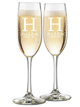 Load image into Gallery viewer, Custom Wedding Champagne Flutes- Set of 2 – Personalized for Bride and Groom - Customized Engraved Wedding Gift - EK CHIC HOME
