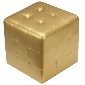 Cube Ottoman, Metallic Gold - EK CHIC HOME