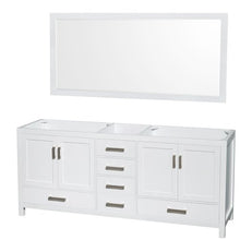 Load image into Gallery viewer, 72 inch Double Bathroom Vanity in White, White Carrara Marble Countertop, Undermount Square Sinks, and 70 inch Mirror - EK CHIC HOME