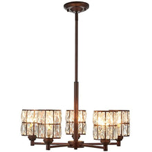 Load image into Gallery viewer, 5 Light Crystal Chandelier Lighting with Brown Finish,Modern and Concise Style Ceiling Light Fixture - EK CHIC HOME