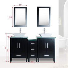 Load image into Gallery viewer, 60&quot; Double Sink Bathroom Vanity Black Paint Glass Top MDF Cabinet w/Mirror Faucet&amp;Drain set - EK CHIC HOME