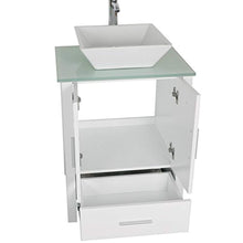 Load image into Gallery viewer, 48&quot; Double Sink Bathroom Vanity Cabinet Glass Top White Wood w/Mirror Faucet and Drain - EK CHIC HOME