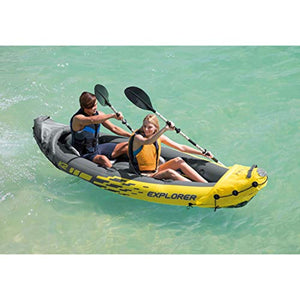 K2 Kayak, 2-Person Inflatable Kayak Set with Aluminum Oars and High Output Air Pump - EK CHIC HOME
