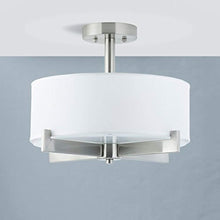 Load image into Gallery viewer, Semi Flush Mount Ceiling Light - Brushed Nickel - Fabric Shade - EK CHIC HOME