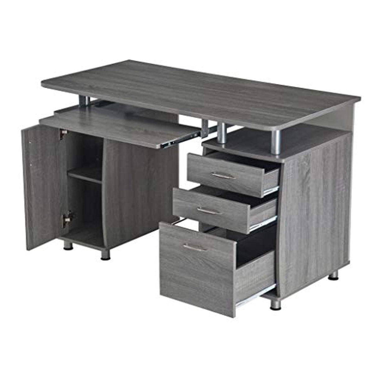 Complete Workstation Computer Desk with Storage - Grey