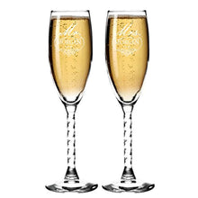 Load image into Gallery viewer, Set of 2 Personalized Wedding Champagne Flutes- Mr and Mrs Design - Engraved Flutes Customized Wedding Gift - EK CHIC HOME