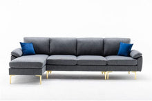 Load image into Gallery viewer, 110.23&quot; Wide Linen Blend Modern Reversible Sofa &amp; Chaise-Gray - EK CHIC HOME