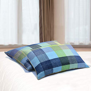 Pack of 2, Plaid Goose Feather and Down Pillow 100% Egyptian Cotton - EK CHIC HOME