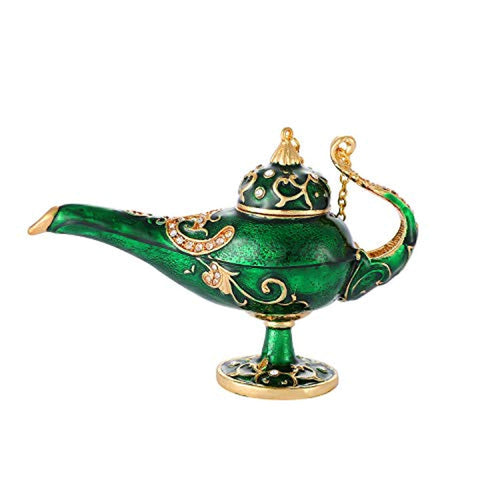 Hand Painted Enameled Aladdin Lamp Hinged Jewelry Trinket Box - EK CHIC HOME