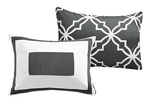 12 Piece Gray Comforter Set with Sheets Queen - EK CHIC HOME