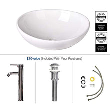 Load image into Gallery viewer, Oval Ceramics Vessel Sink and Faucet Combo White - EK CHIC HOME