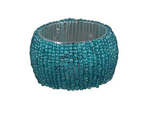 Load image into Gallery viewer, Handmade Beaded Napkin Rings Set 12 Turquoise Glass Beaded Napkin Holders - EK CHIC HOME