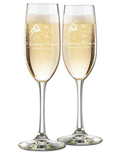 Load image into Gallery viewer, Custom Engraved Champagne Flutes - Butterfly Design - Choose Set of 16 - Laser Engraved with Name and Date (Set of 16) - EK CHIC HOME